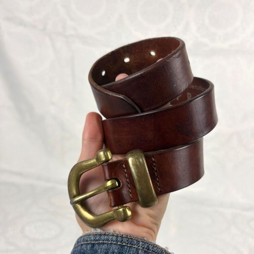 Express Leather Belt Italian Crazy Horse Solid Brass Quality USA Made Size Small